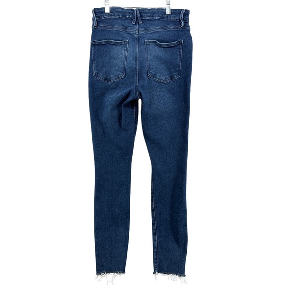 Good American High Rise Skinny Jeans Raw Hem Dark Wash Denim Size 10/30 - Picture 6 of 8